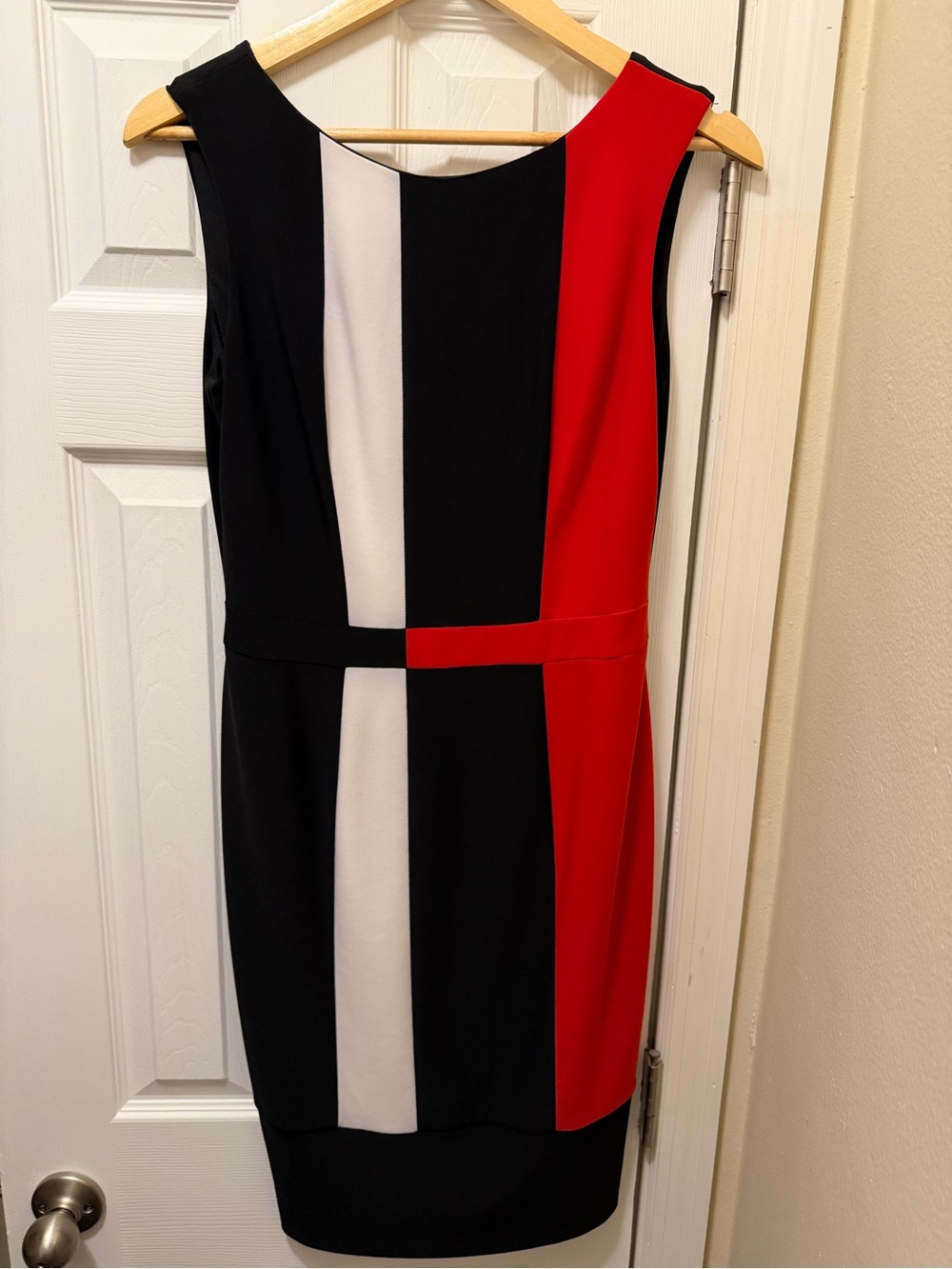 Joseph Ribkoff Black, White & Red Colorblock Sheath Dress